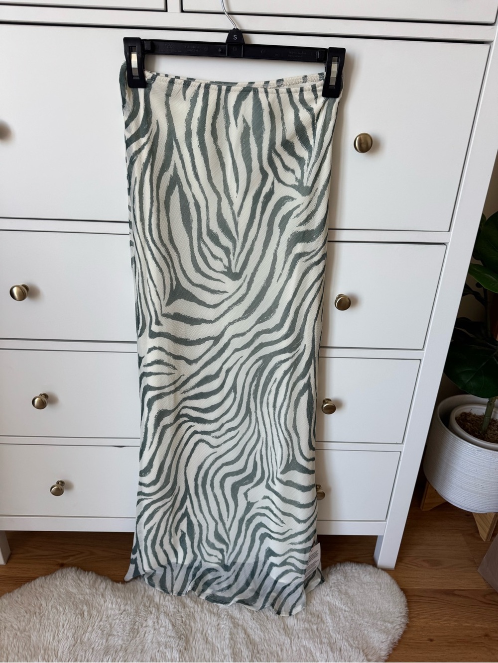 ASOS Zebra-Print Maxi Skirt in Cream & Gray